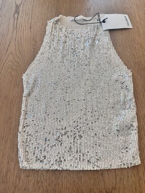 Pull & Bear Sequin High Neck Tank Top